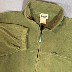 Vintage Remington Mens XL Fleece Jacket Full Zip Green Outdoor Hunting Clothing